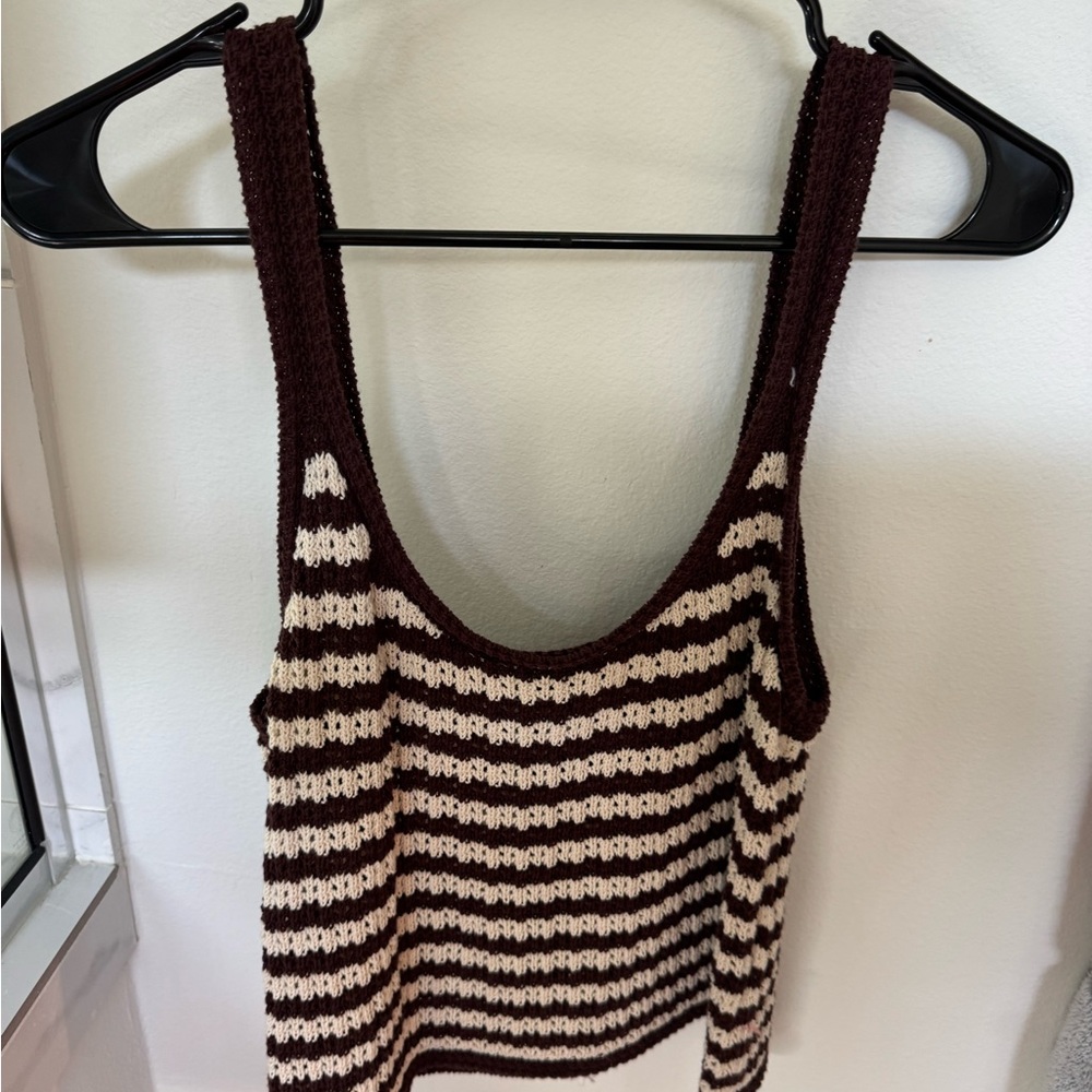 Madewell Chocolate and Cream Striped Tank Top